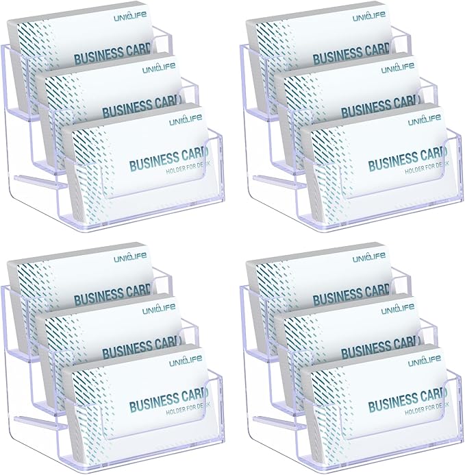 Uniclife 4 Pack Acrylic Business Card Holder by UnicLife