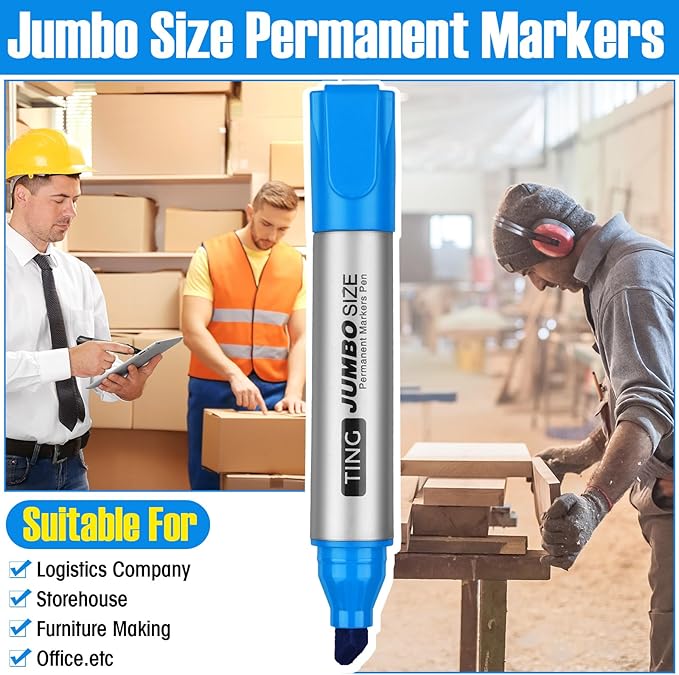 Fuutreo 10 Pack Jumbo Permanent Markers Bulk Large Chisel Tip Permanent Markers - Image 6