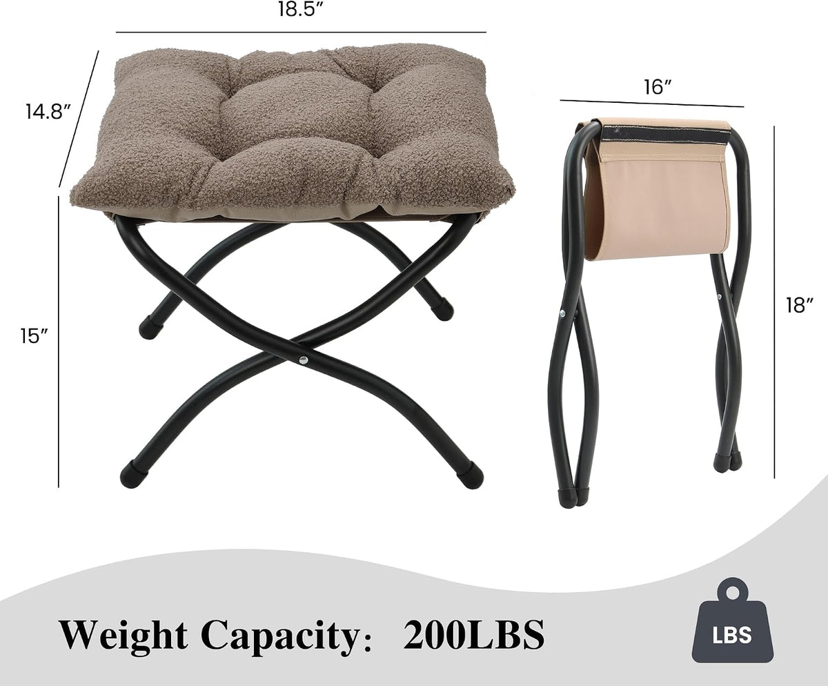 15"(H) Folding Ottoman, Foldable Footrest Stool, Portable Small Foot Sto...