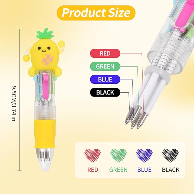 LiYiQ 50 Pcs Multicolor Pen in One Fun 4-in-1 Cute Pens Bulk Kawaii Cool - Image 2
