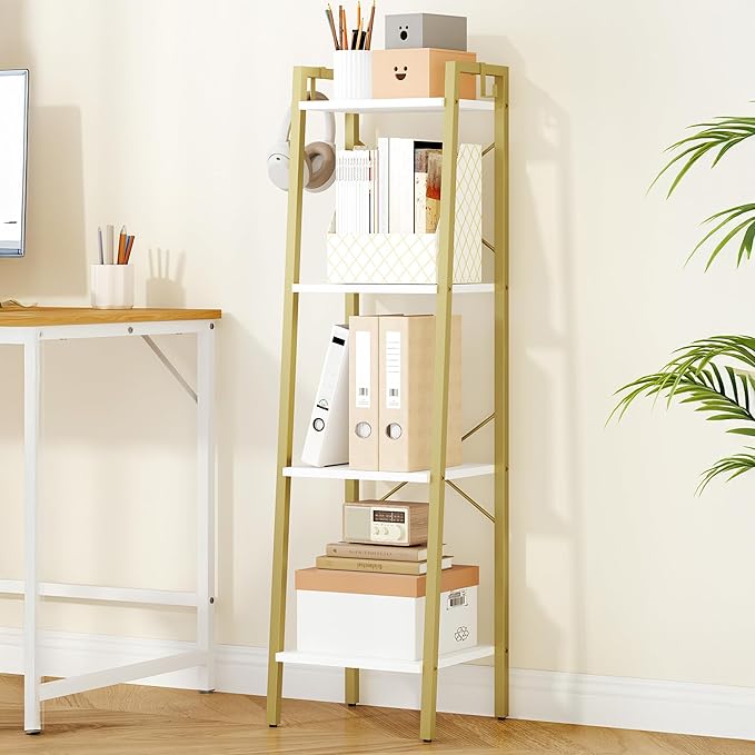 Hzuaneri Ladder Shelf, Bookshelf Bookcase, Freestanding Corner Storage Shelve by Hzuaneri