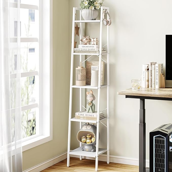 Hzuaneri Ladder Shelf, Bookshelf Bookcase, Freestanding Corner Storage Shelve by Hzuaneri