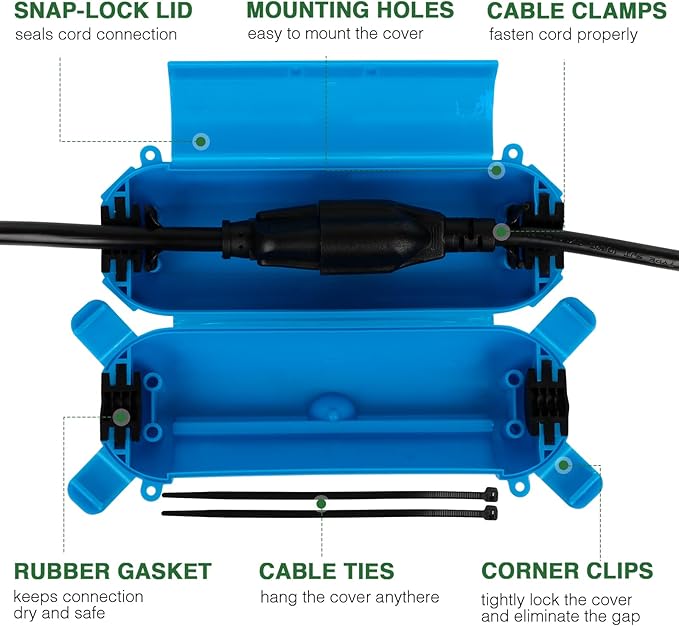 Flemoon Outdoor Extension Cord Cover, IPX4 Waterproof Box and Safety Housing - Image 2