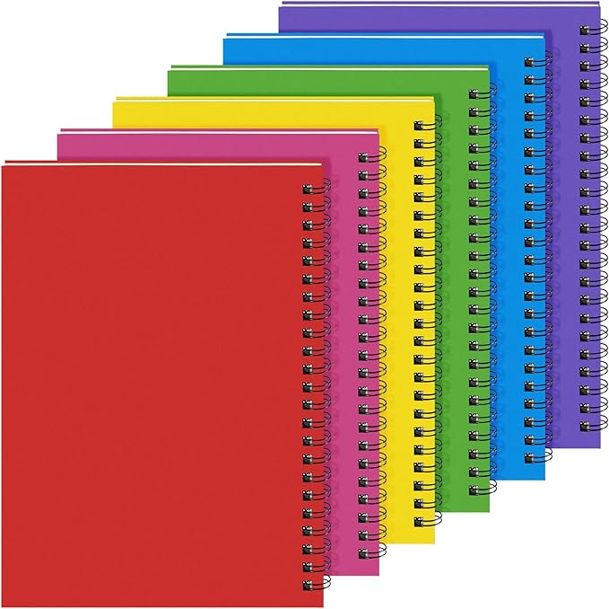 Yahenda 6 Pcs Spiral Notebook Bulk A5 Journal Lined 8.3'' x 5.5'' Writing by Yahenda