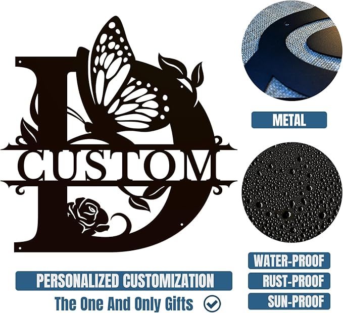 Personalized Custom Letter Name metal Signs, Custom Black Letter Monogram Wall - Image 6