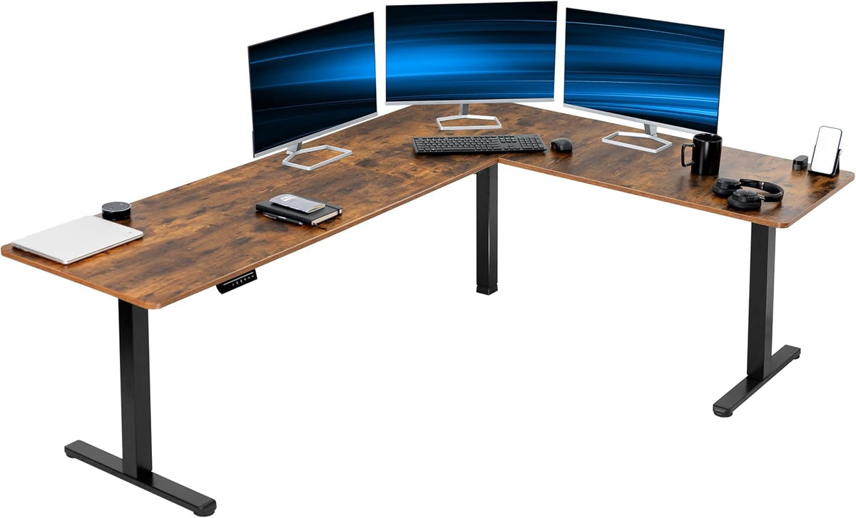 VIVO Electric Corner 84 x 63 inch L-Shaped Standing Desk, Memory Height