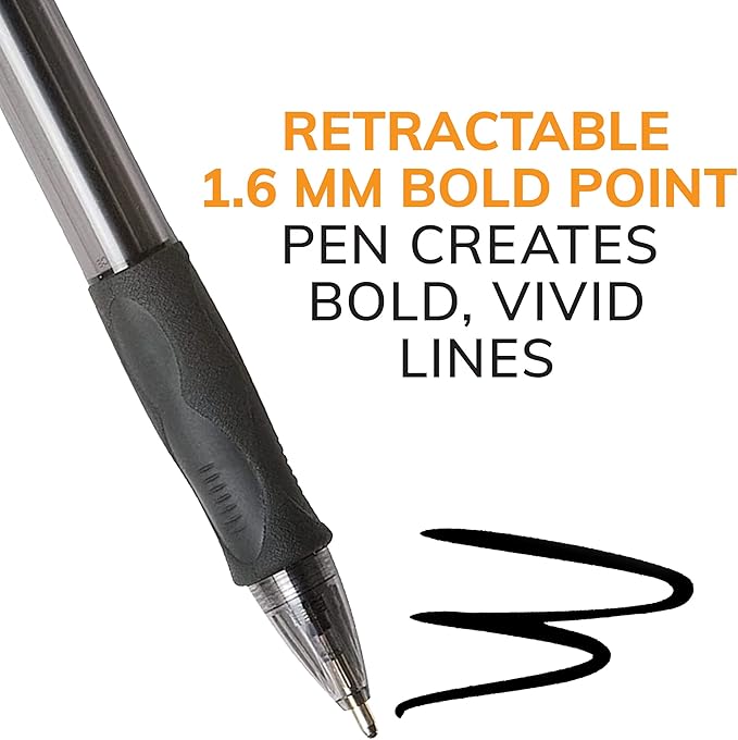 BIC Glide Bold Black Ballpoint Pens, Bold Point, 12-Count Pack, Retractable - Image 6