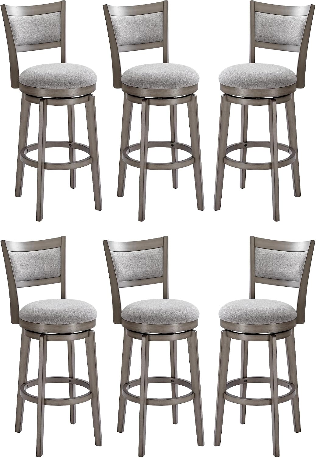 PrimeZone Swivel Bar Stools Set of 6, 30" Bar Height Barstools