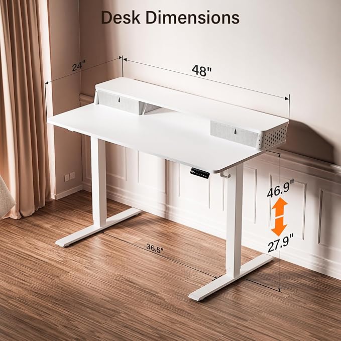Kingant 48 x 24 Inch Electric Standing Desk - Image 3