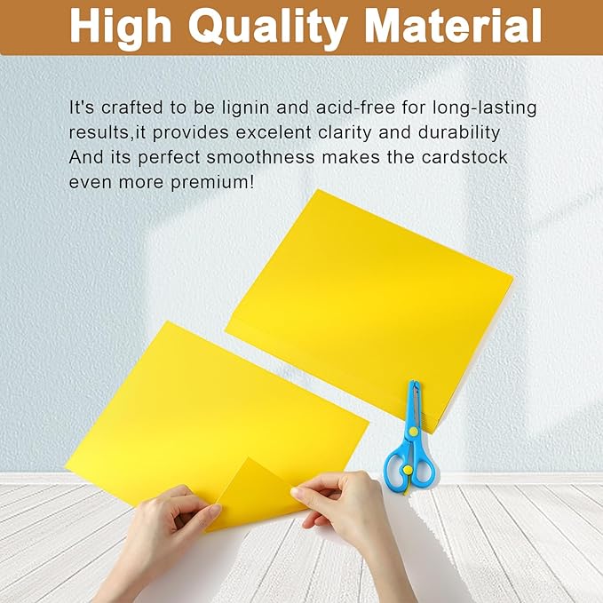 Silunkia 28 Sheets Shimmer Yellow Cardstock 8.5 x 11 Craft Paper, 250gsm/92lb - Image 4