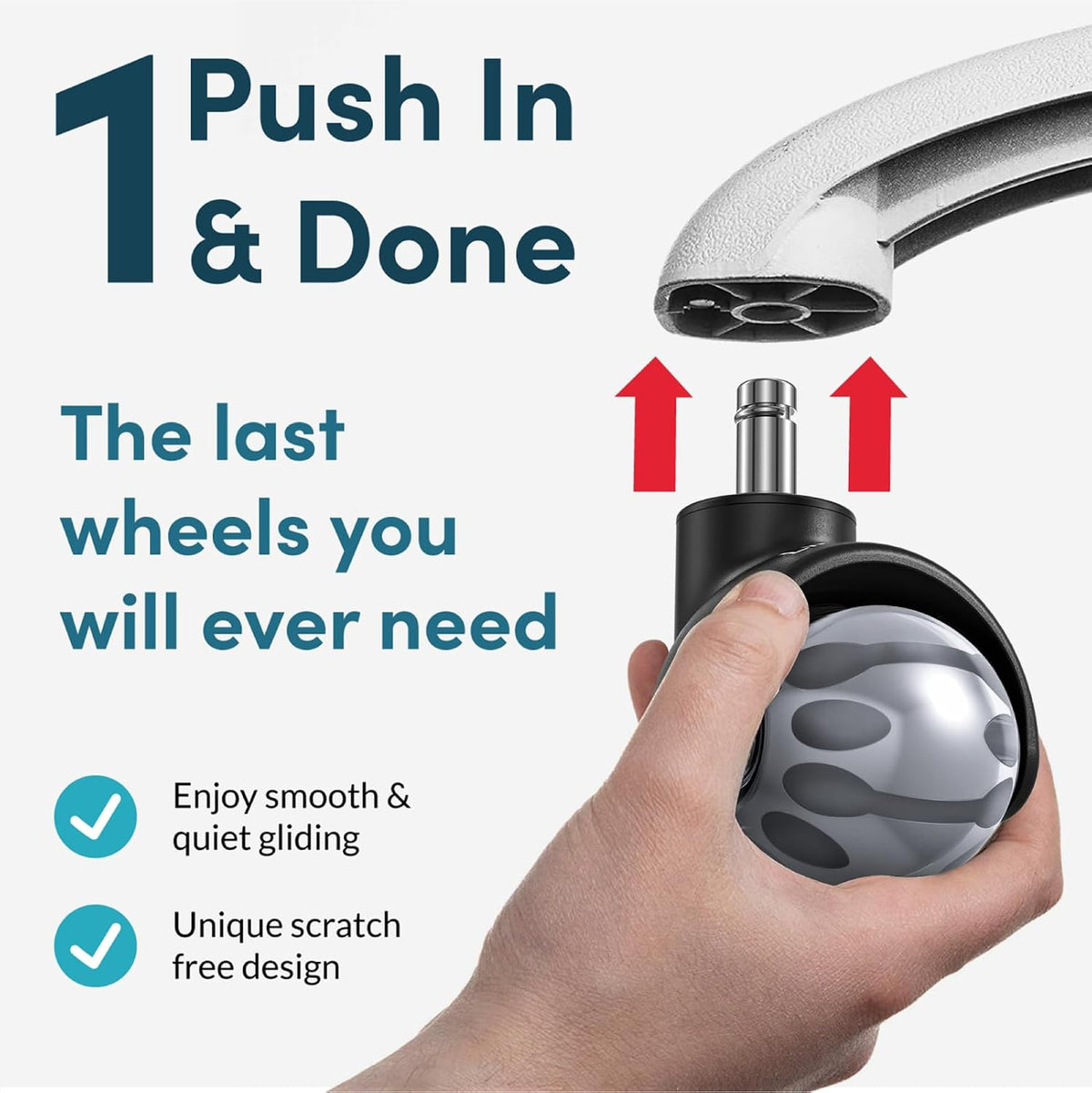 Lifelong Ball Office Chair Wheels Replacement, Heavy Duty, Grey, 5-Pack