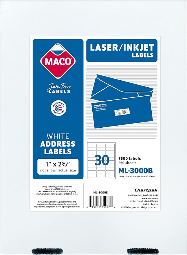 MACO Printable Labels for Mailing by Maco