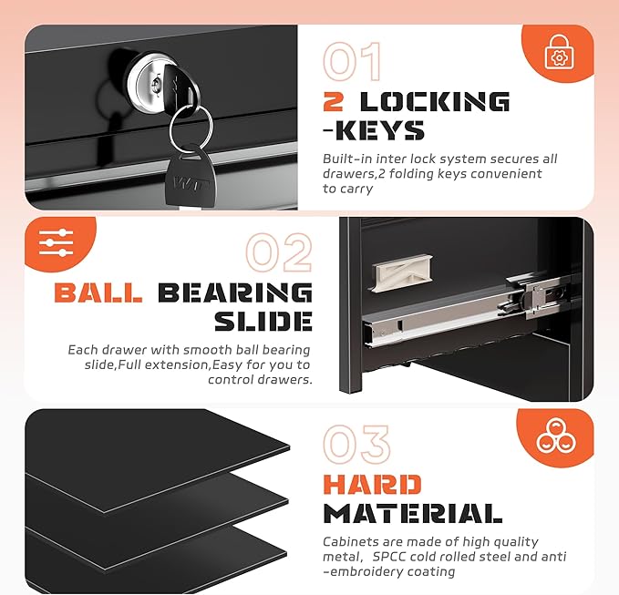 INTERGREAT 4 Drawer File Cabinet, Lateral File Cabinet - Image 5