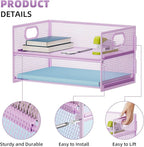 Marbrasse 2 Tier Paper Organizer Letter Tray, Mesh File Organizer - Image 2