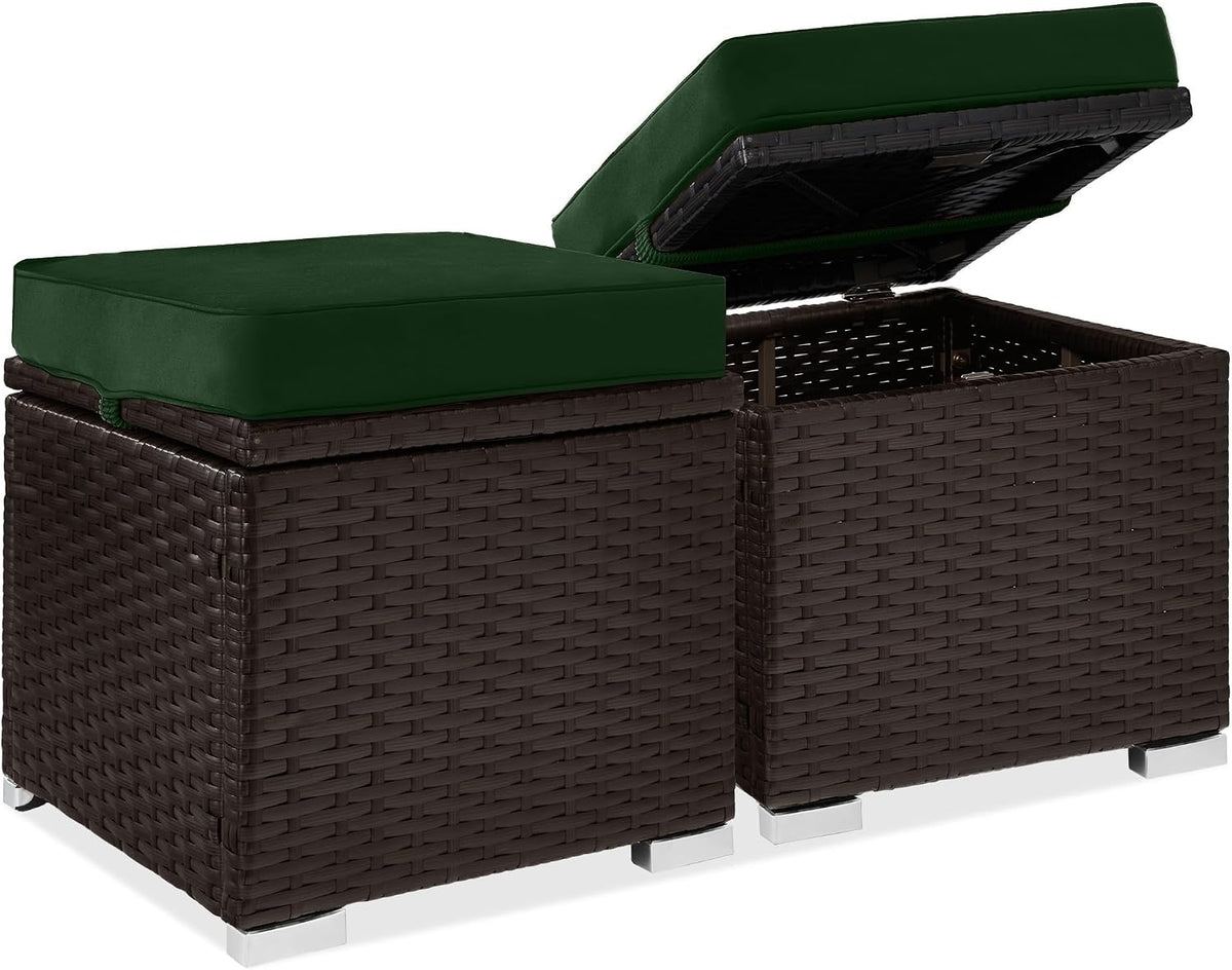 Best Choice Products Set of 2 Wicker Ottomans, Multipurpose Outdoor Furniture...