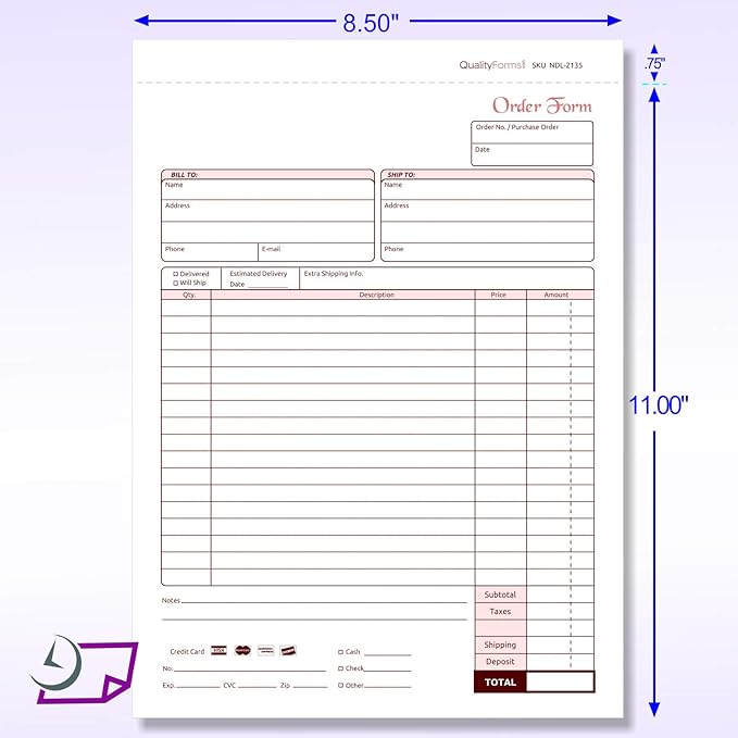 NextDayLabels - Carbonless NCR Order Forms, Bound Wraparound Cover, 50 Sets per - Image 3