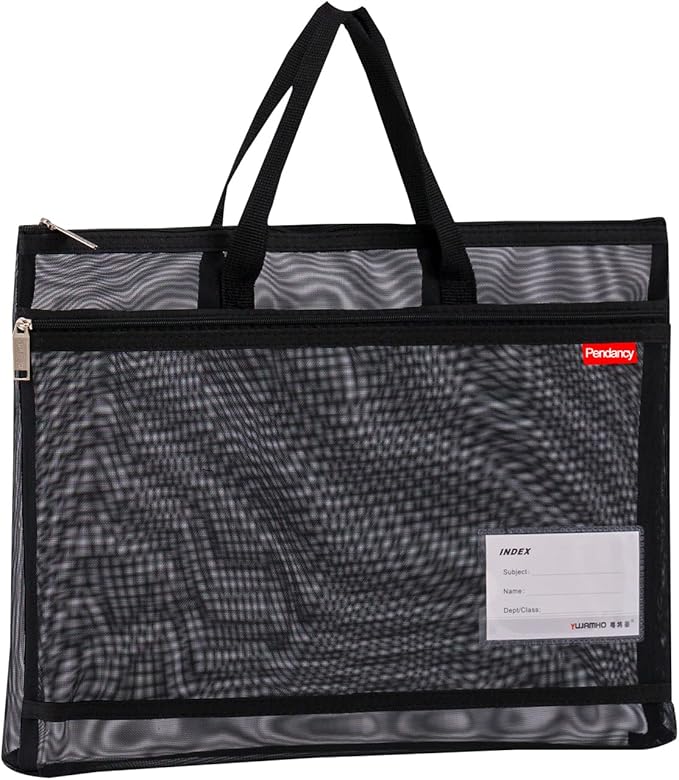 Pendancy Mesh Zipper Pouch A4 Size, Large Double Pocket Lightweight Nylon by Pendancy