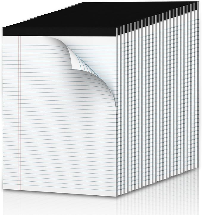 White Legal Pads 8.5 x 11 Narrow Ruled, 24 Pack Notepads College Ruled Pads of by NotePads