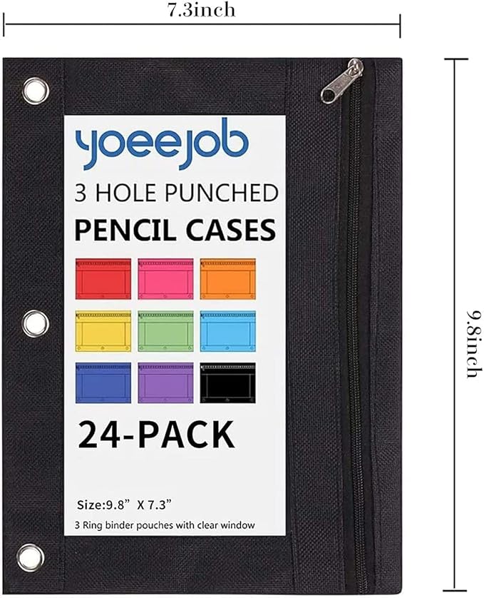 YoeeJob Pencil Pouch for 3 Ring Binder，Zipper Pencil Pouches Bulk，Pencil Case - Image 5