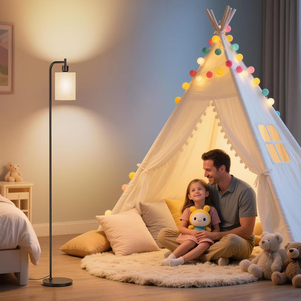 sibrille floor lamp with linen shade, dimmable tall, package contents