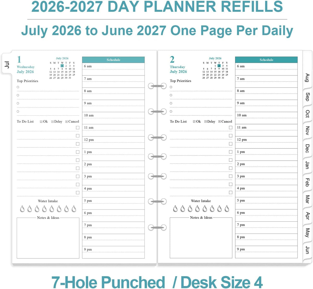2027 Planner Refills - One Page Per Day Daily ＆ Monthly Planner, January 2027...