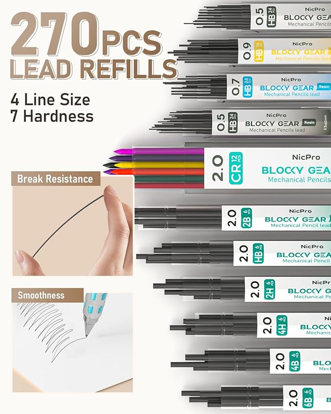 Nicpro Blocky Gear Art Mechanical Pencil Set - Image 2