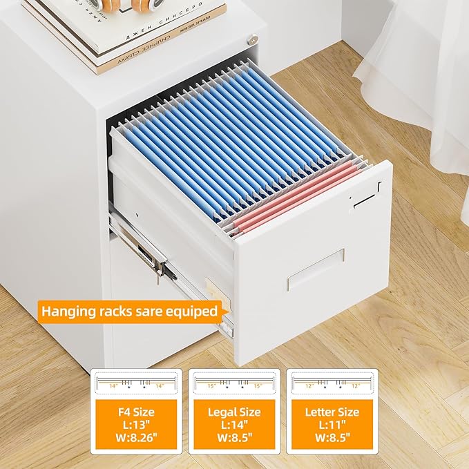 INTERGREAT 2 Drawer File Cabinet, Lockable Vertical File Office Cabinet - Image 3