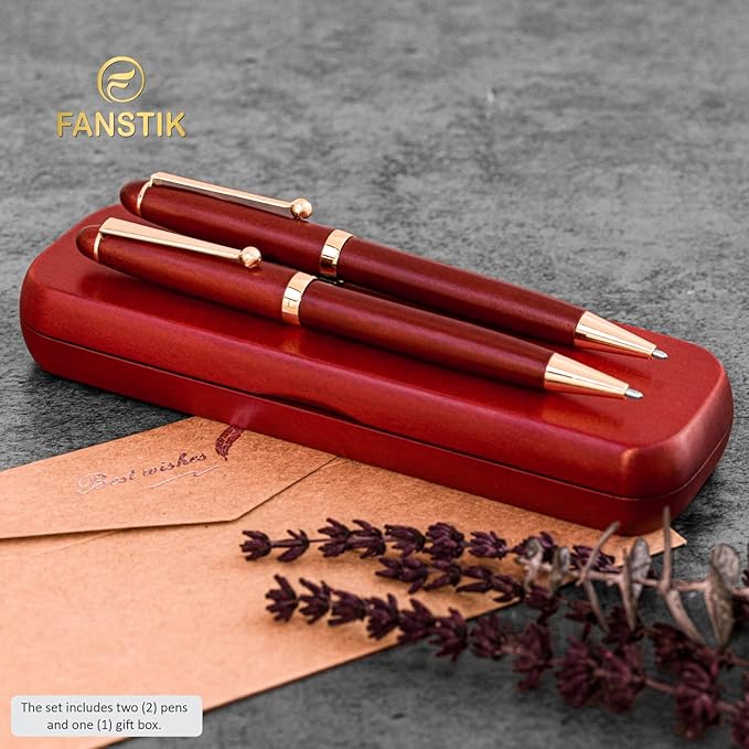 FANSTIK Customized Cherrywood Double Ballpoint Pen Set - Image 4