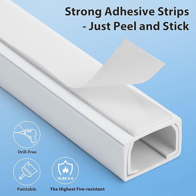 Cord Hider Wall for One Cord, 136in Wire Covers Wall, Easy Install Cable Cover - Image 6