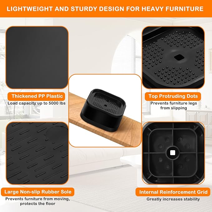 shouwuhho 16 Pack Furniture Risers Adjustable Bed Risers Heavy Duty Lifts - Image 3