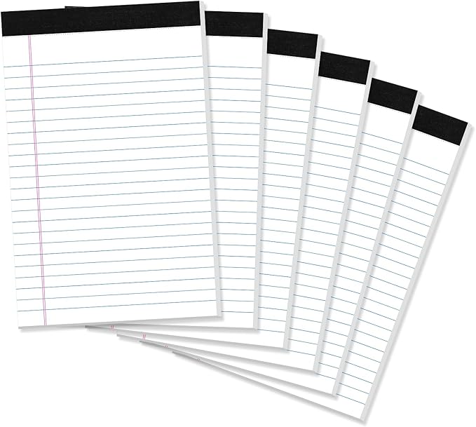 Thboxes 6 Pack Legal Pad 5x8, 180 Sheets Small Note Pad College Ruled Writing by Thboxes