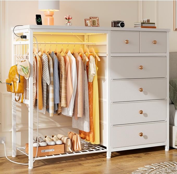 EnHomee 49.2" W White Dresser for Bedroom by EnHomee
