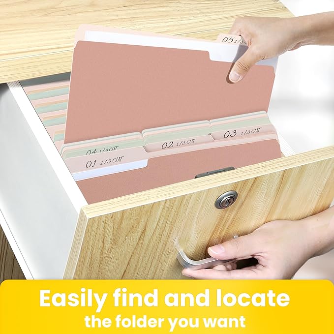SUNEE File Folders Letter Size Pastel Colors, 100 Pack Manilla Folders 8.5 x 11 - Image 5