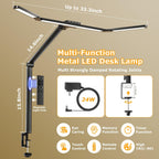 airlonv led desk lamp with clamp, architect desk, close-up detail