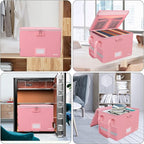 ENGPOW File Box with Lock, Fireproof Document Box with Pockets, Collapsible - Image 2