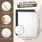 Engrowtic 2 Pack Top Spiral Graph Paper Notebooks 8.7 X11.4 Inch A4 Grid Paper - Image 2