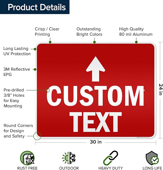 Custom Arrow, Custom Directional Sign, Up Arrow, 24x30 Inches, 3M EGP Reflective - Image 6