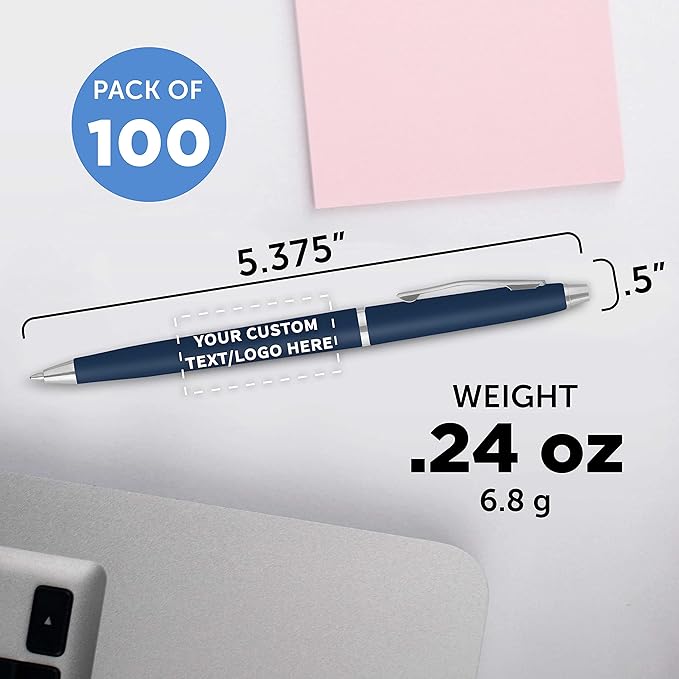 DISCOUNT PROMOS Custom Langham Ballpoint Pens Set of 100, Personalized Bulk Pack - Image 5