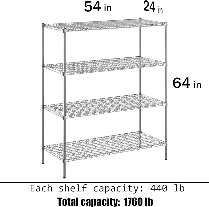 Regal Altair 24" Deep x 54" Wide x 64" Height Wire Shelving Kit | 4-Tier | NSF - Image 3