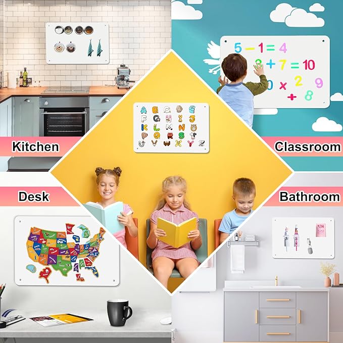 4 Pack White Magnetic Board, 17.5" x 11.4" Magnet Bulletin Board to Display - Image 6