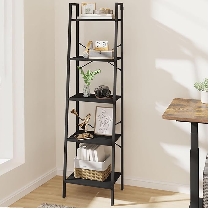 Hzuaneri Ladder Shelf, Bookshelf Bookcase, Freestanding Corner Storage Shelve by Hzuaneri