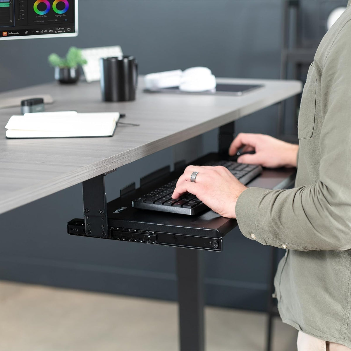 VIVO Black Under Desk 27 x 11 in Adjustable Keyboard Tray, MOUNT-KB27HB