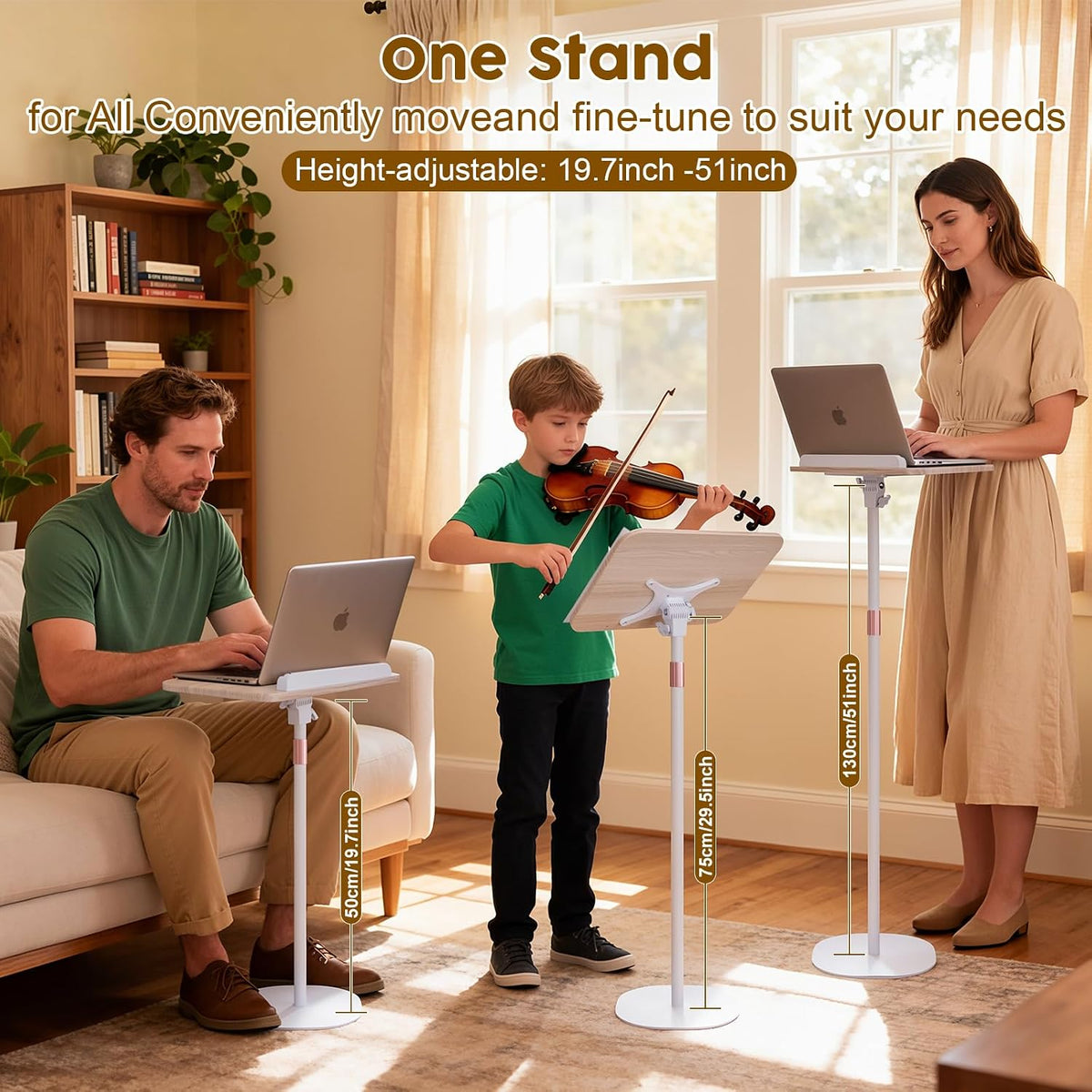 2 in 1 Dual-use Music Stand & Desktop Book Stand, Adjustable Height 16.5&...