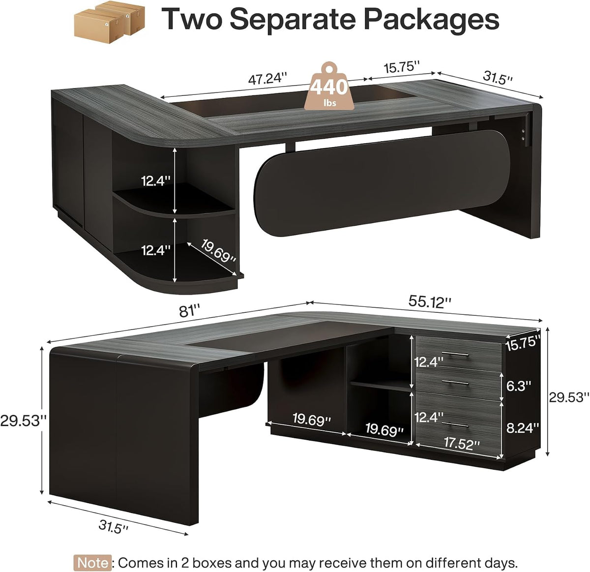 Tribesigns 81‘’ L-Shaped Executive Desk, Large Modern Office Desk with Drawer...