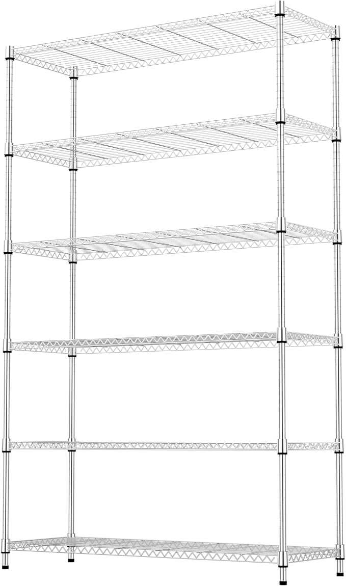 M MZG 6 Tiers Storage Shelves Load 2100LBS, Metal Shelving Wire Metal Shelving - Image 7