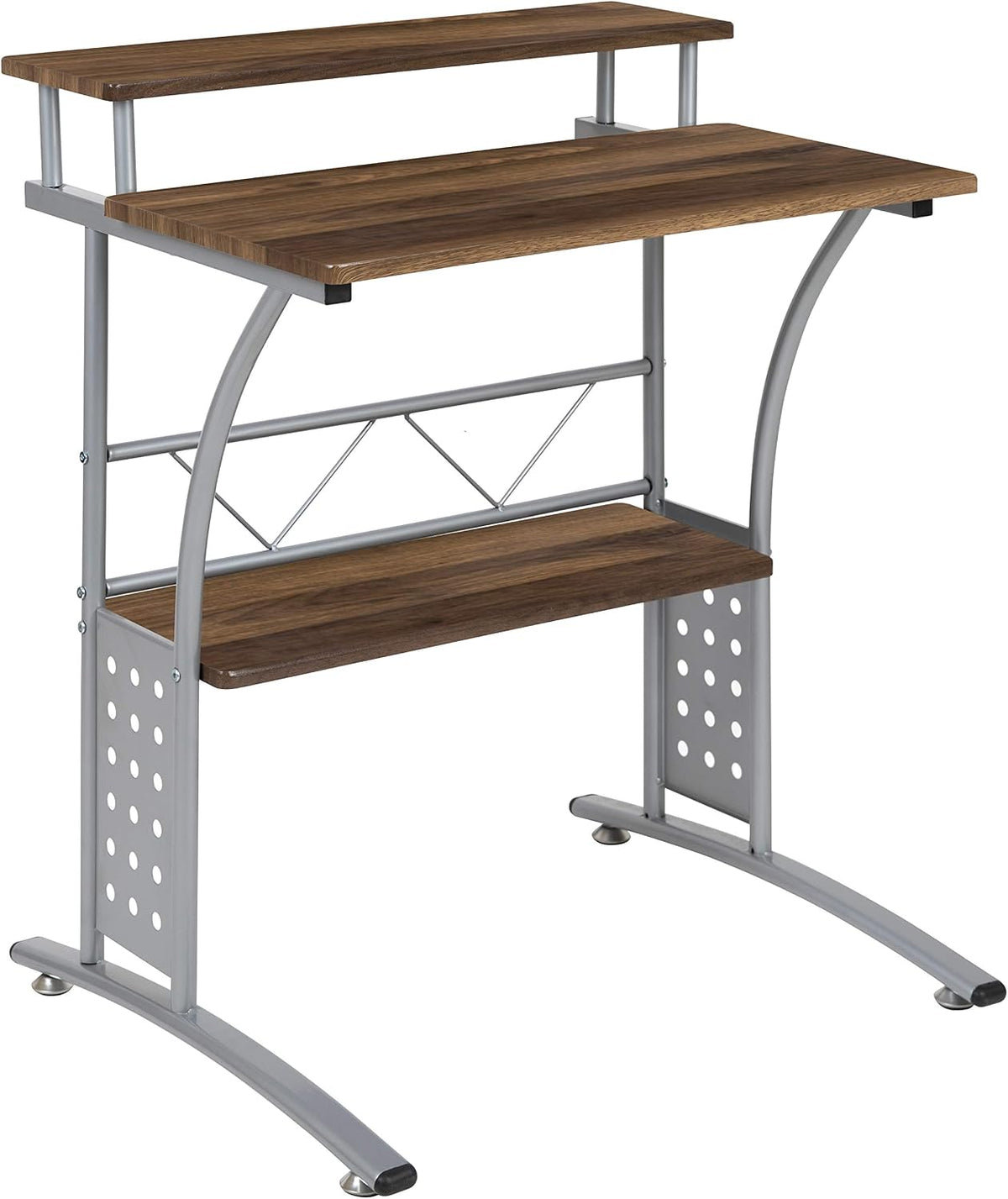 Flash Furniture Clifton Rustic Walnut Computer Desk with Top and Lower Storag...