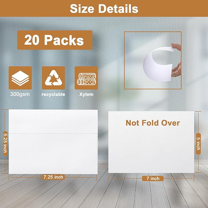 Silunkia White Blank Note Cards and Envelopes 5 x 7 Heavyweight Single Panel - Image 2