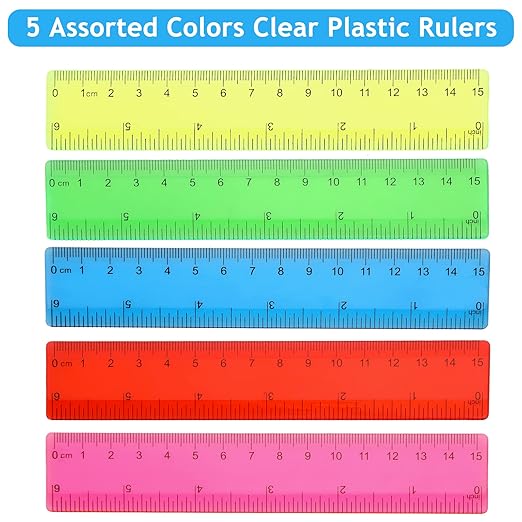 Zonon 100 Pcs 6 Inch Rulers Bulk Plastic Flexible Small Straight Rulers - Image 2