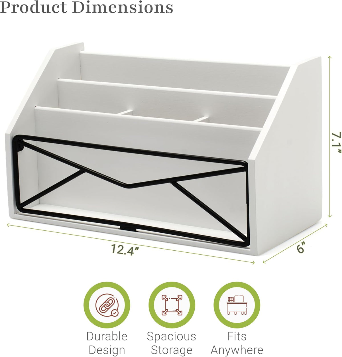 Prosumer's Choice Bamboo Desk Organizer – White Powder-Coated Natural Bam...