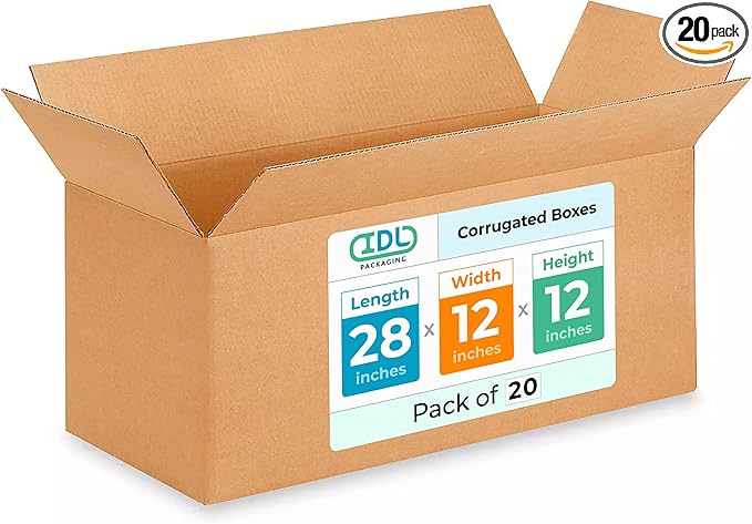 Long Shipping & Moving Boxes 28"L x 12"W x 12"H by IDLPackaging